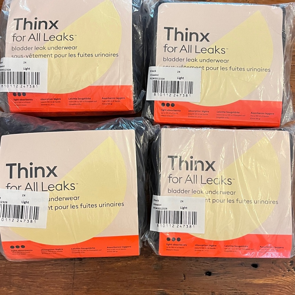 4 Thinx bladder control light 2X hi waist panties.  This is their 2XL size.